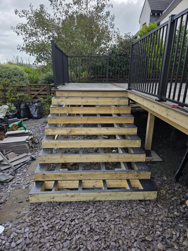 Stair frame with railings before the boards went down