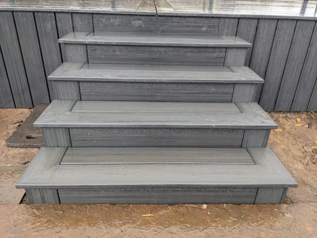 Wide grey Trex composite steps